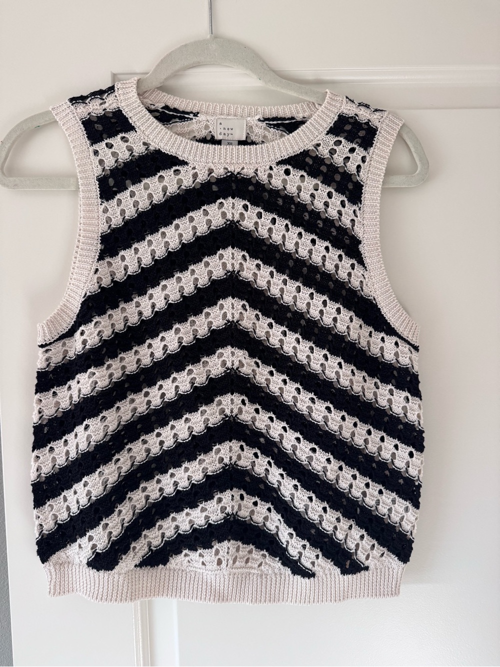 a new day Black & White Chevron Eyelet Knit Tank